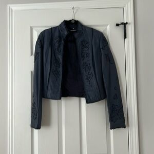 Navy Blue Leather Jacket